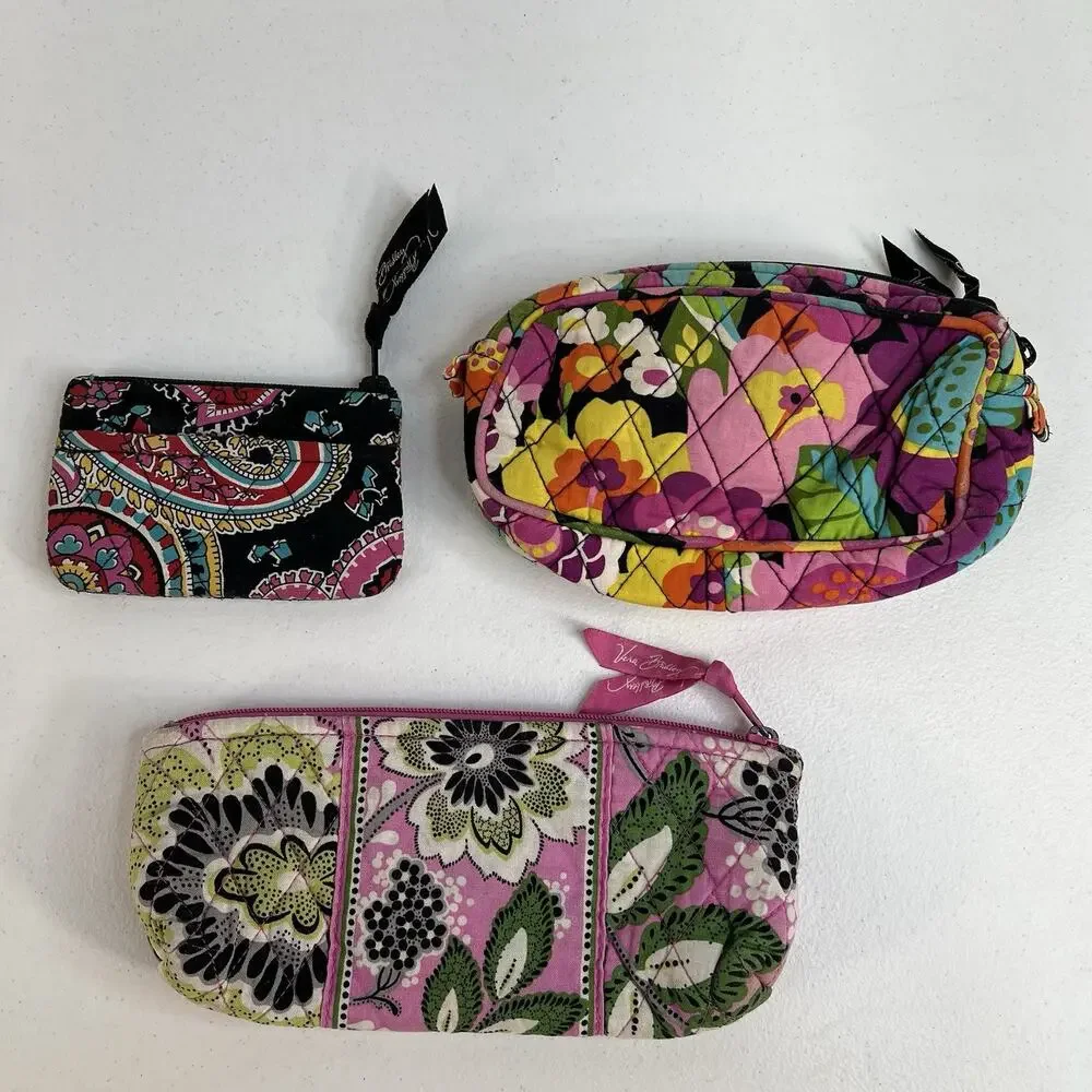Vera‎ Bradley Va Va Bloom Priscilla Pink Parisian Paisley Accessories Lot of 3